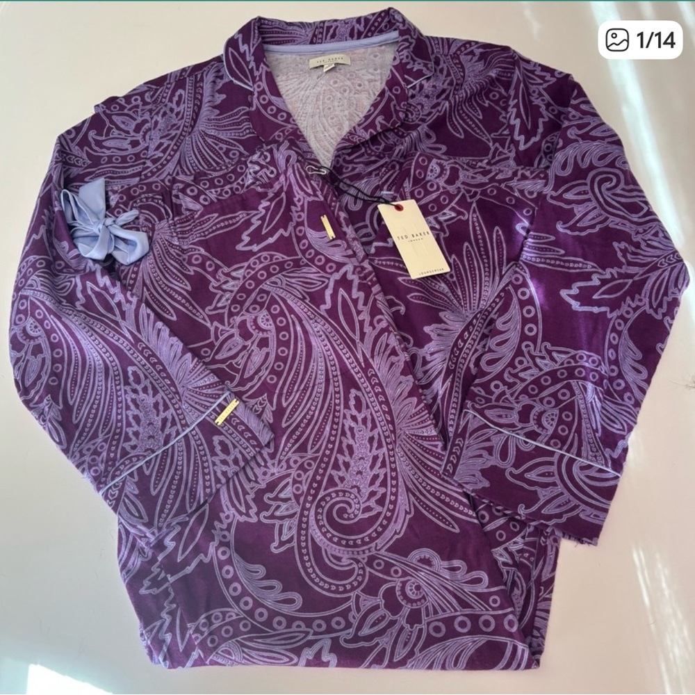Ted Baker London Purple Paisley Pajama Set - Picture 5 of 6